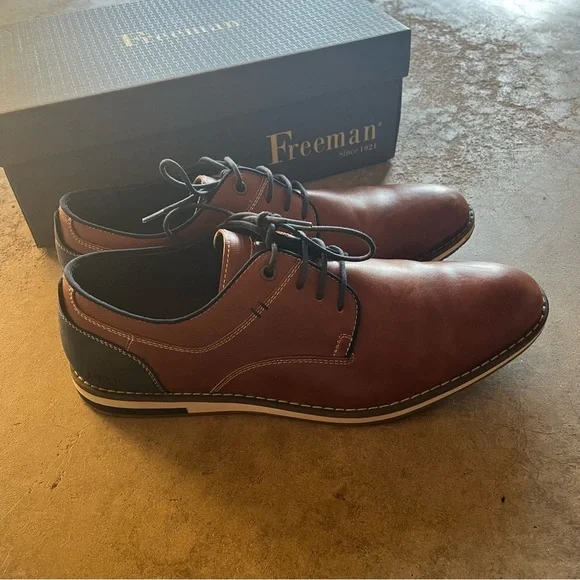 Freeman Morgan Memory Foam Men's Oxford Dress Shoes Brown Blue Size 11 M - Picture 5 of 8